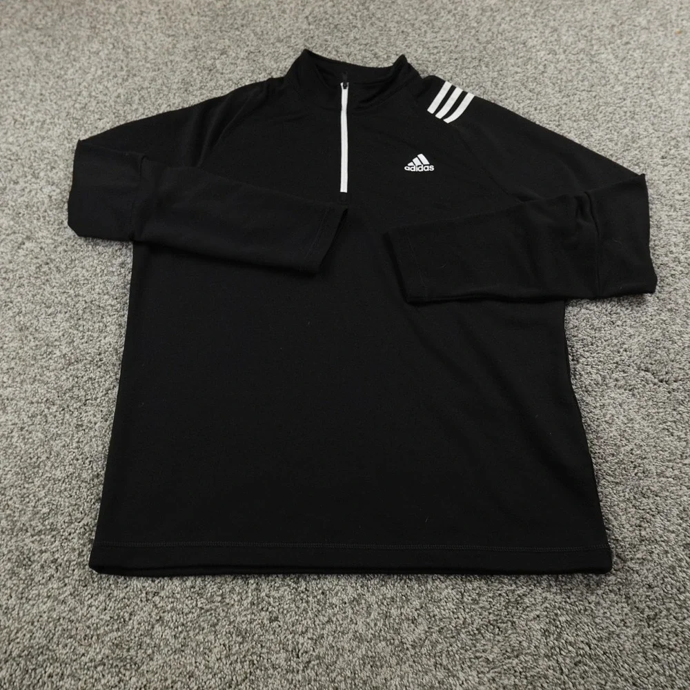 Adidas‎ Pullover Mens L Black 1/4 Zip Golf Long Sleeve Performance Shirt Top Gym